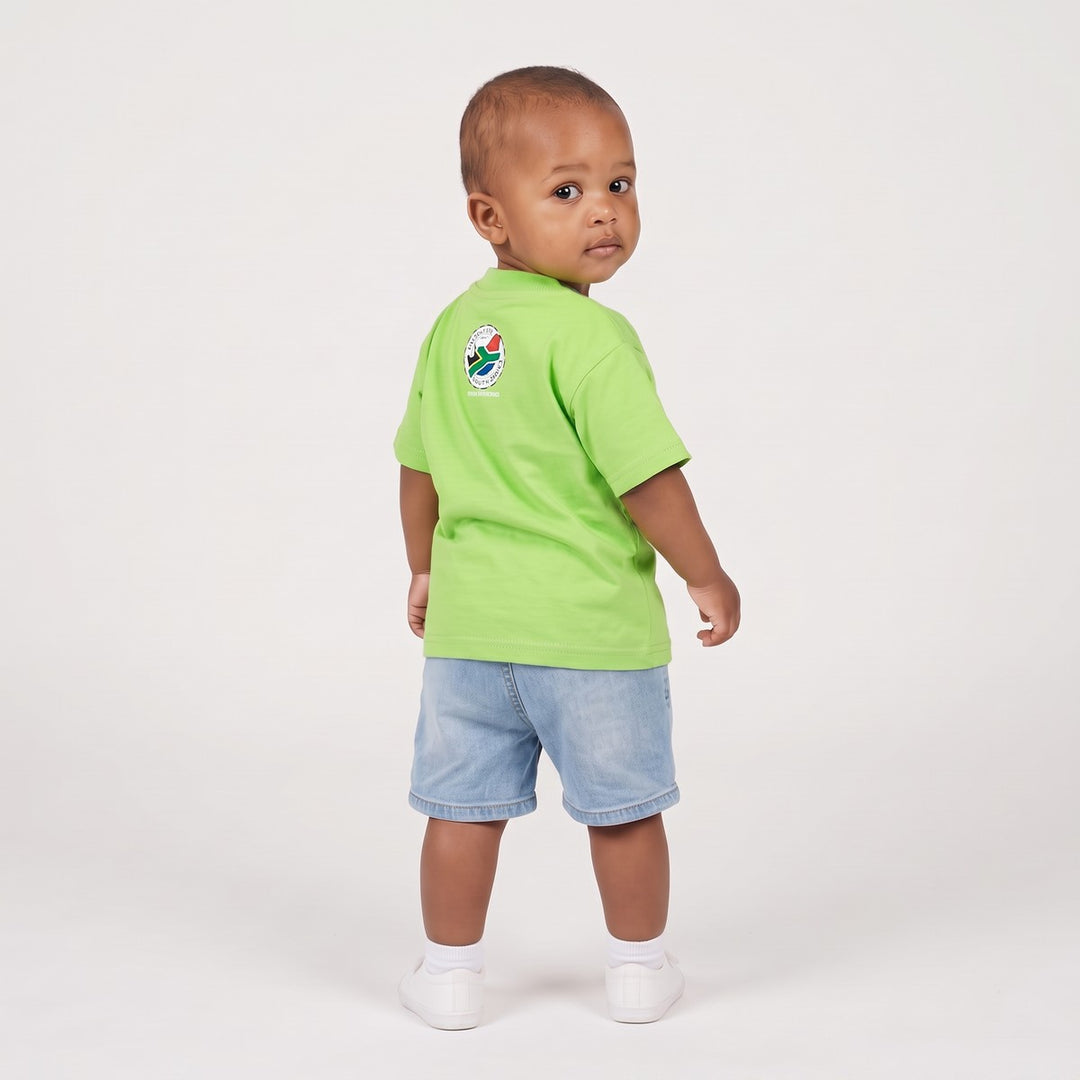 Baby 5 T-Shirt Lime in bright lime green with short sleeves and back graphic patch.