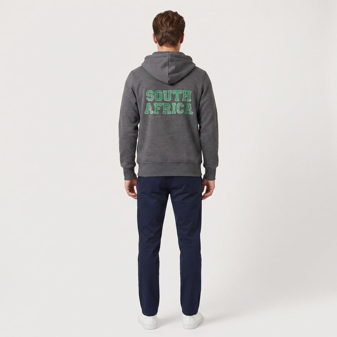 Charcoal grey Hoodie Thumbprint Charcoal featuring distressed green &