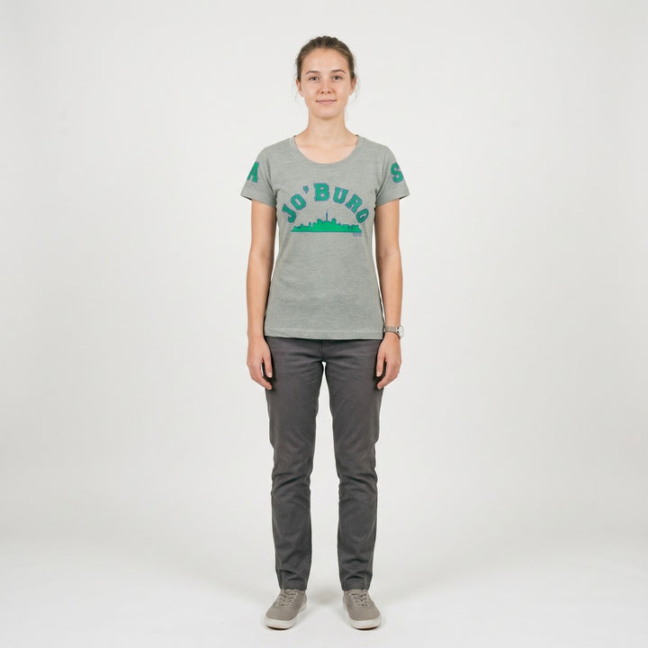 Green melange Joburg T-shirt with &