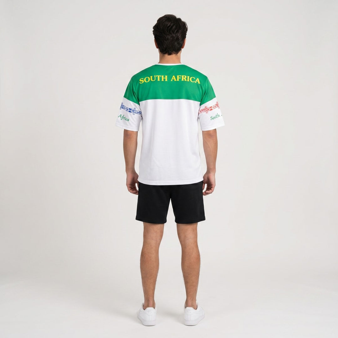 Back view of a SA Green White T-Shirt with &
