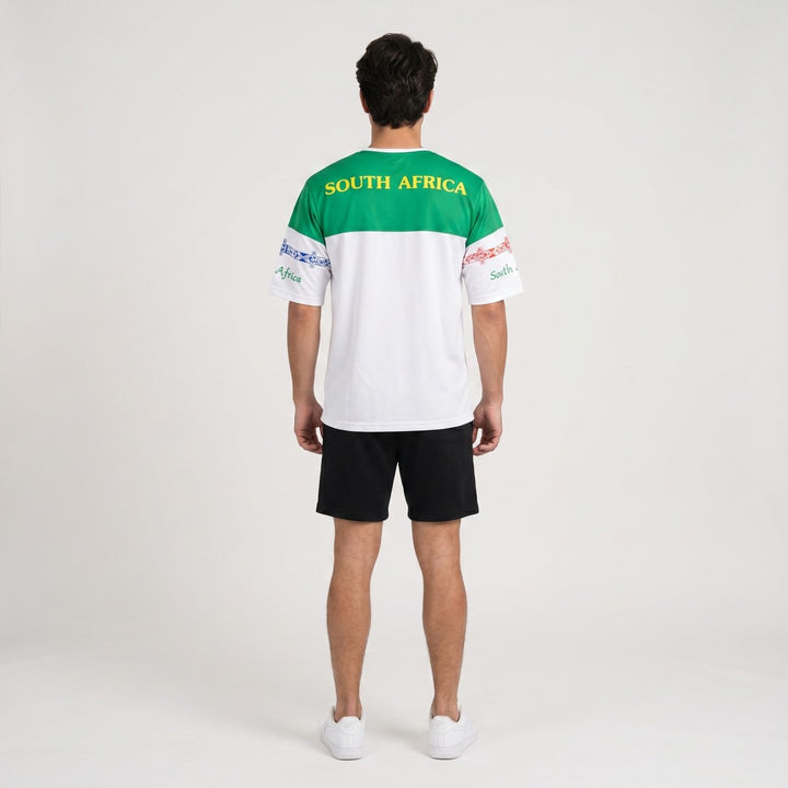 Back view of a SA Green White T-Shirt with &