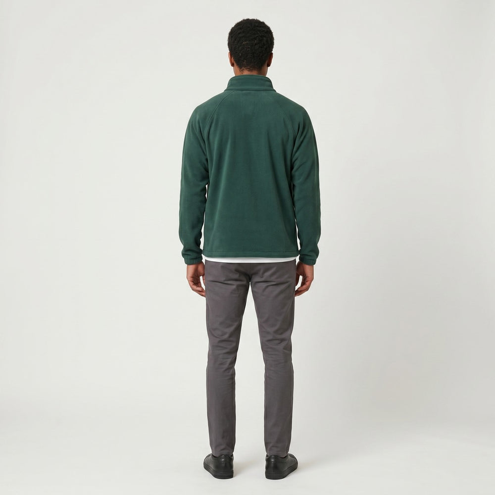Dark green SA Polar Fleece Jacket, featuring a full-zip design and seen from the back. Ideal for layering.