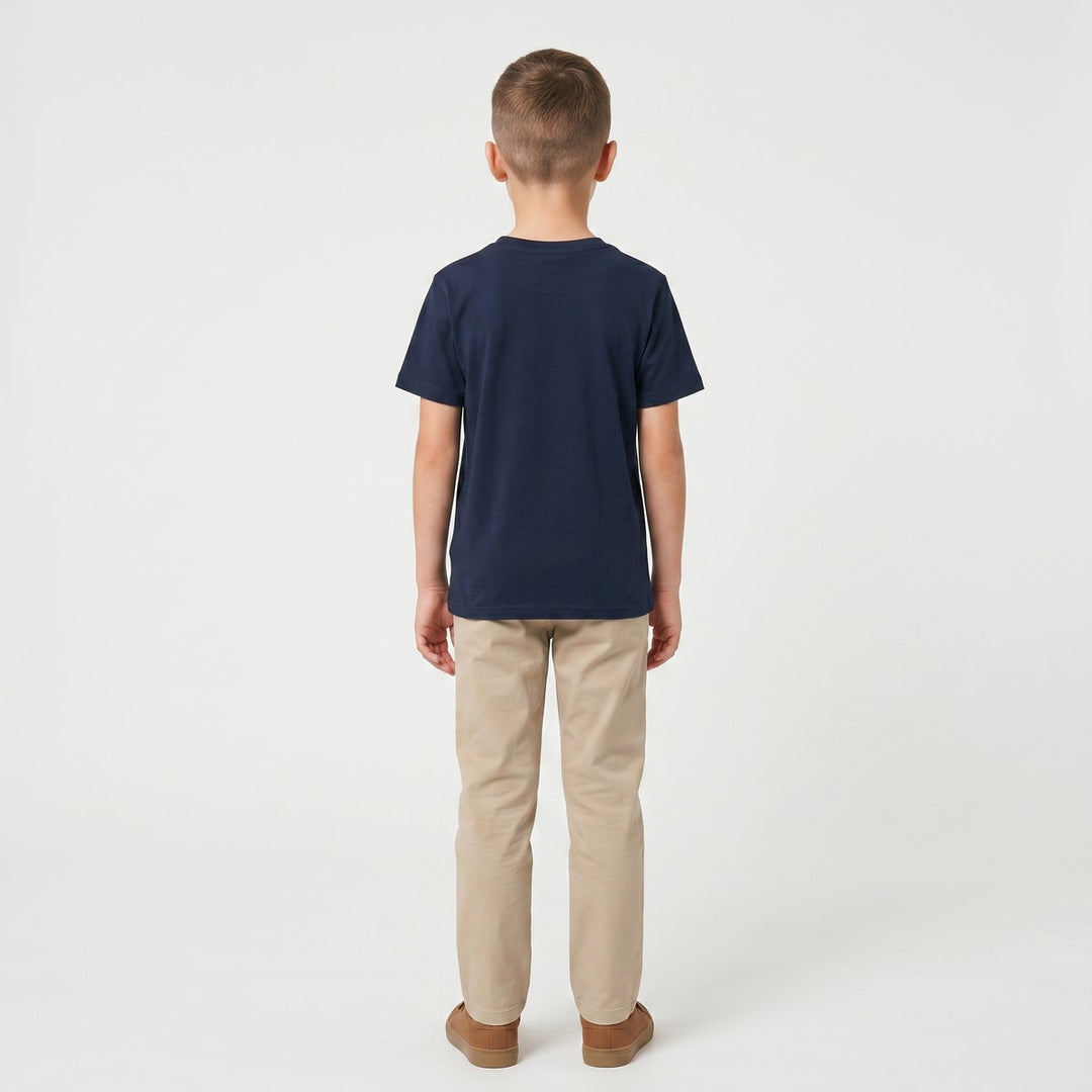 Navy Table Mountain T-shirt, short-sleeved, photographed from the back, displaying its plain design and comfortable fabric.