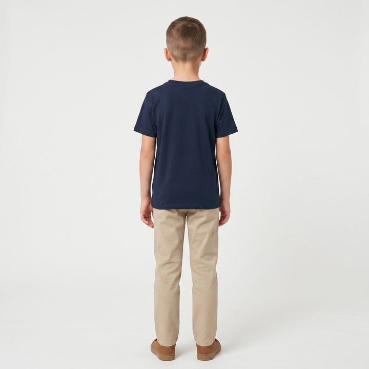 Navy Table Mountain T-shirt, short-sleeved, photographed from the back, displaying its plain design and comfortable fabric.