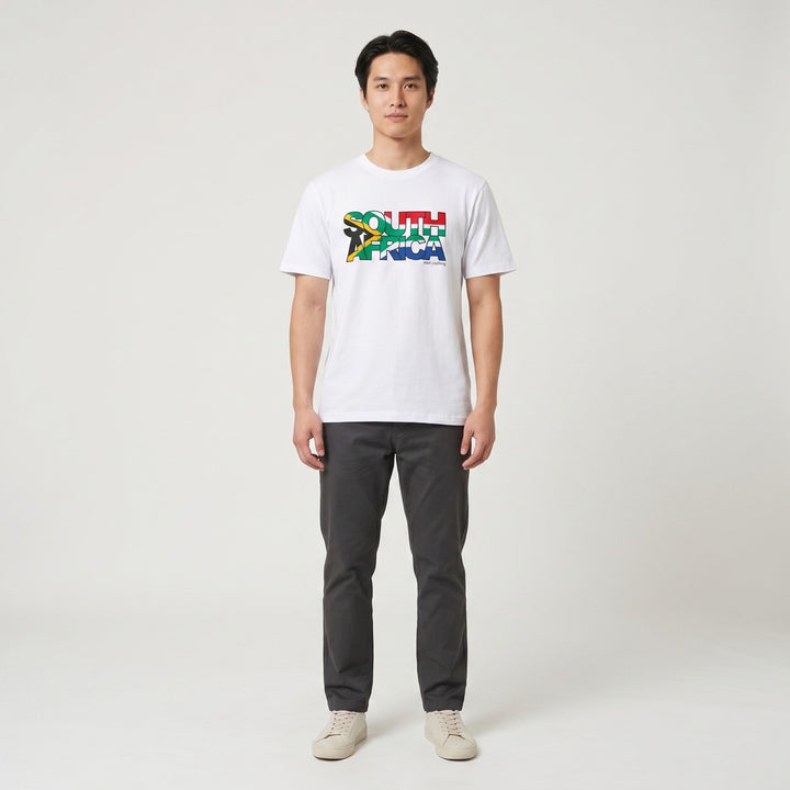 White short-sleeved Word T-Shirt featuring a vibrant &